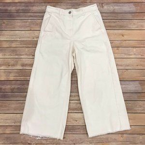 Everlane White Cropped Wide Leg Jeans Raw Hem